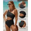 imageYonique Womens One Piece Bathing Suit One Shoulder Swimsuit Cutout Swimwear MonokiniBlack