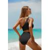 imageYonique Womens One Piece Bathing Suit One Shoulder Swimsuit Cutout Swimwear MonokiniBlack