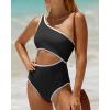 imageYonique Womens One Piece Bathing Suit One Shoulder Swimsuit Cutout Swimwear MonokiniBlack White