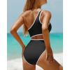 imageYonique Womens One Piece Bathing Suit One Shoulder Swimsuit Cutout Swimwear MonokiniBlack White