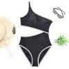 imageYonique Womens One Piece Bathing Suit One Shoulder Swimsuit Cutout Swimwear MonokiniBlack White