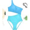imageYonique Womens One Piece Bathing Suit One Shoulder Swimsuit Cutout Swimwear MonokiniBlue
