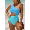 imageYonique Womens One Piece Bathing Suit One Shoulder Swimsuit Cutout Swimwear MonokiniBlue