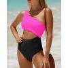 imageYonique Womens One Piece Bathing Suit One Shoulder Swimsuit Cutout Swimwear MonokiniHot Pink