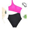 imageYonique Womens One Piece Bathing Suit One Shoulder Swimsuit Cutout Swimwear MonokiniHot Pink