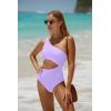imageYonique Womens One Piece Bathing Suit One Shoulder Swimsuit Cutout Swimwear MonokiniLavender