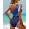 imageYonique Womens One Piece Bathing Suit One Shoulder Swimsuit Cutout Swimwear MonokiniNavy Bule