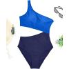 imageYonique Womens One Piece Bathing Suit One Shoulder Swimsuit Cutout Swimwear MonokiniNavy Bule