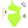 imageYonique Womens One Piece Bathing Suit One Shoulder Swimsuit Cutout Swimwear MonokiniNeon Green