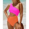 imageYonique Womens One Piece Bathing Suit One Shoulder Swimsuit Cutout Swimwear MonokiniPink Orange