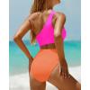 imageYonique Womens One Piece Bathing Suit One Shoulder Swimsuit Cutout Swimwear MonokiniPink Orange