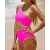 imageYonique Womens One Piece Bathing Suit One Shoulder Swimsuit Cutout Swimwear MonokiniPink and None Green