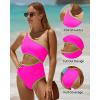 imageYonique Womens One Piece Bathing Suit One Shoulder Swimsuit Cutout Swimwear MonokiniPink and None Green
