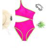 imageYonique Womens One Piece Bathing Suit One Shoulder Swimsuit Cutout Swimwear MonokiniPink and None Green