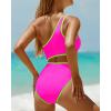 imageYonique Womens One Piece Bathing Suit One Shoulder Swimsuit Cutout Swimwear MonokiniPink and None Green