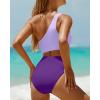 imageYonique Womens One Piece Bathing Suit One Shoulder Swimsuit Cutout Swimwear MonokiniPurple