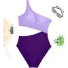 imageYonique Womens One Piece Bathing Suit One Shoulder Swimsuit Cutout Swimwear MonokiniPurple