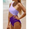 imageYonique Womens One Piece Bathing Suit One Shoulder Swimsuit Cutout Swimwear MonokiniPurple
