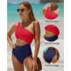 imageYonique Womens One Piece Bathing Suit One Shoulder Swimsuit Cutout Swimwear MonokiniRed Navy