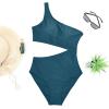 imageYonique Womens One Piece Bathing Suit One Shoulder Swimsuit Cutout Swimwear MonokiniTeal