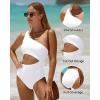 imageYonique Womens One Piece Bathing Suit One Shoulder Swimsuit Cutout Swimwear MonokiniWhite