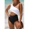 imageYonique Womens One Piece Bathing Suit One Shoulder Swimsuit Cutout Swimwear MonokiniWhite and Black