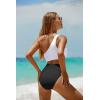 imageYonique Womens One Piece Bathing Suit One Shoulder Swimsuit Cutout Swimwear MonokiniWhite and Black