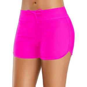 imageYonique Womens Swim Shorts Drawstring Swimsuit Bottoms Board Shorts Swim Bottoms Hot Pink XL