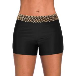imageYonique Womens Swim Shorts Solid Tankini Bottoms Swimsuit BottomsAvailable in PlusBlack Knitted Rib