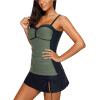 imageYonique Womens Underwire Tankini Swimsuits with Skirt Two Piece Bathing Suits Vintage Swimwear XSXXLArmy Green