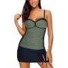 imageYonique Womens Underwire Tankini Swimsuits with Skirt Two Piece Bathing Suits Vintage Swimwear XSXXLArmy Green