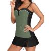 imageYonique Womens Underwire Tankini Swimsuits with Skirt Two Piece Bathing Suits Vintage Swimwear XSXXLArmy Green and Black