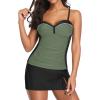 imageYonique Womens Underwire Tankini Swimsuits with Skirt Two Piece Bathing Suits Vintage Swimwear XSXXLArmy Green and Black