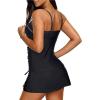 imageYonique Womens Underwire Tankini Swimsuits with Skirt Two Piece Bathing Suits Vintage Swimwear XSXXLBlack