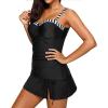 imageYonique Womens Underwire Tankini Swimsuits with Skirt Two Piece Bathing Suits Vintage Swimwear XSXXLBlack White Stripe