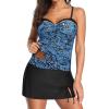 imageYonique Womens Underwire Tankini Swimsuits with Skirt Two Piece Bathing Suits Vintage Swimwear XSXXLBlue Paisley