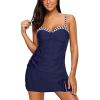 imageYonique Womens Underwire Tankini Swimsuits with Skirt Two Piece Bathing Suits Vintage Swimwear XSXXLNavy Blue