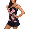 imageYonique Womens Underwire Tankini Swimsuits with Skirt Two Piece Bathing Suits Vintage Swimwear XSXXLOrange Floral