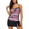 imageYonique Womens Underwire Tankini Swimsuits with Skirt Two Piece Bathing Suits Vintage Swimwear XSXXLPink Purple Stripe