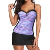 imageYonique Womens Underwire Tankini Swimsuits with Skirt Two Piece Bathing Suits Vintage Swimwear XSXXLPurple Stripe