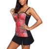 imageYonique Womens Underwire Tankini Swimsuits with Skirt Two Piece Bathing Suits Vintage Swimwear XSXXLRed Floral