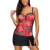 imageYonique Womens Underwire Tankini Swimsuits with Skirt Two Piece Bathing Suits Vintage Swimwear XSXXLRed Floral