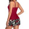 imageYonique Womens Underwire Tankini Swimsuits with Skirt Two Piece Bathing Suits Vintage Swimwear XSXXLRed and Floral