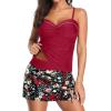imageYonique Womens Underwire Tankini Swimsuits with Skirt Two Piece Bathing Suits Vintage Swimwear XSXXLRed and Floral