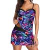 imageYonique Womens Underwire Tankini Swimsuits with Skirt Two Piece Bathing Suits Vintage Swimwear XSXXLTropical Leaf