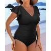 imageYonique Plus Size Swimsuits for Women One Piece Tummy Control Bathing Suits Ruffle SwimwearBlack