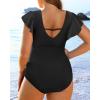 imageYonique Plus Size Swimsuits for Women One Piece Tummy Control Bathing Suits Ruffle SwimwearBlack
