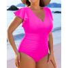 imageYonique Plus Size Swimsuits for Women One Piece Tummy Control Bathing Suits Ruffle SwimwearHot Pink