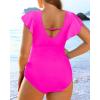 imageYonique Plus Size Swimsuits for Women One Piece Tummy Control Bathing Suits Ruffle SwimwearHot Pink