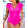 imageYonique Plus Size Swimsuits for Women One Piece Tummy Control Bathing Suits Ruffle SwimwearHot Pink